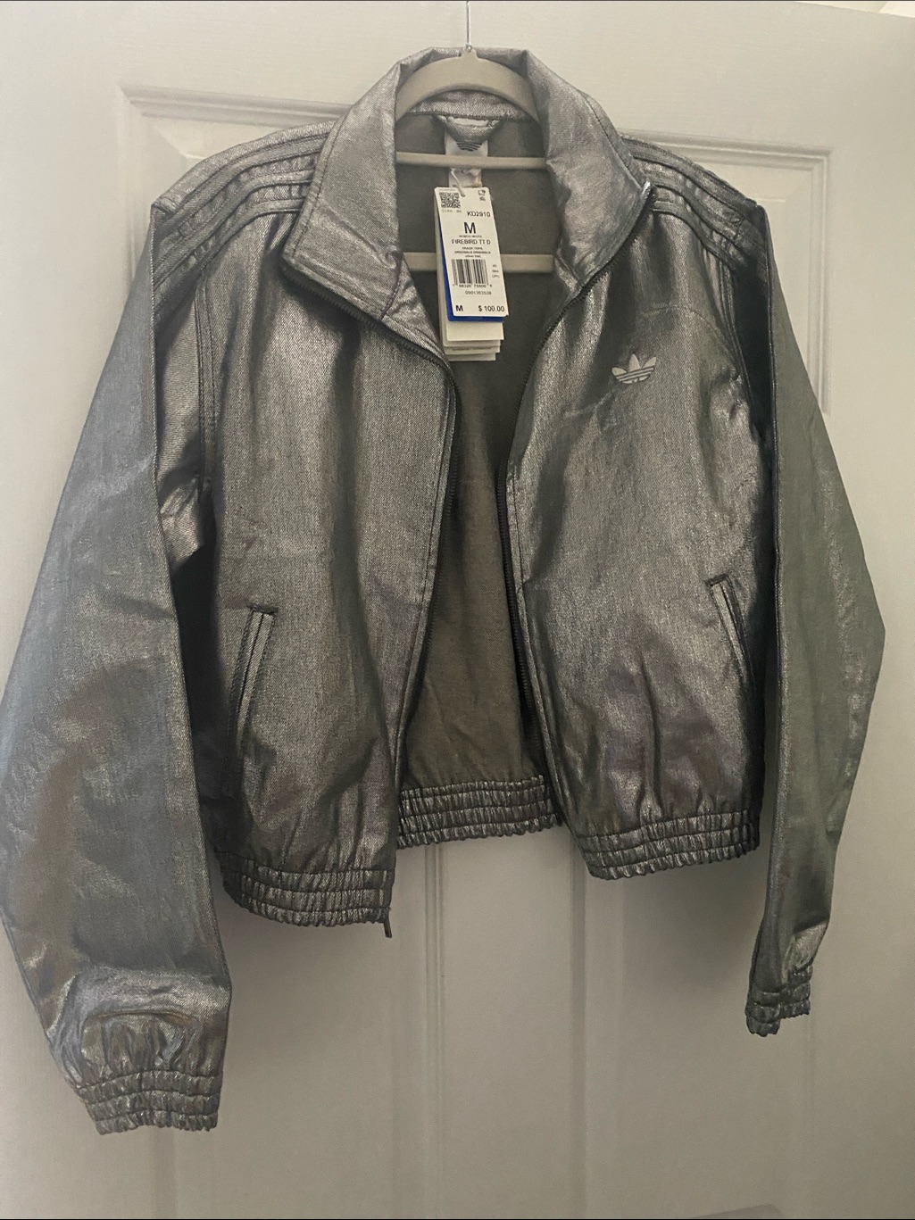 Adidas Metallic Silver Bomber Jacket - Women's